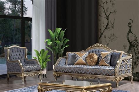 Casa Padrino Luxus Barock Ohrensessel Blau Silber Gold