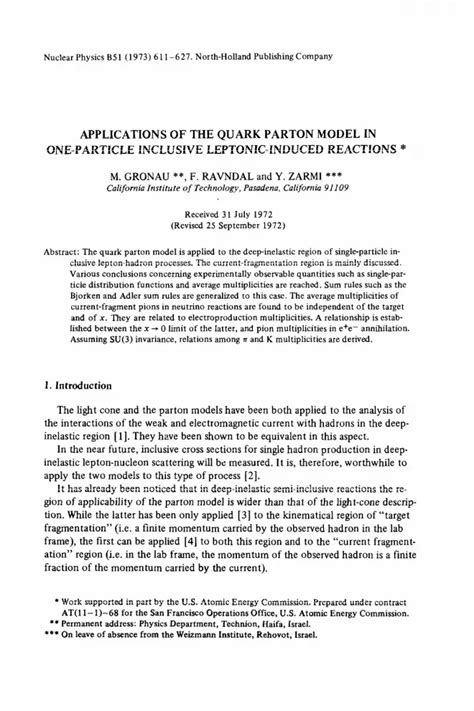 PDF Applications Of The Quark Parton Model In One Particle Inclusive