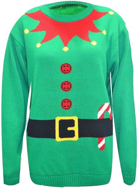 Women Ladies Xmas Christmas Santa Elf Jumper Novelty Sweater Size S Xl