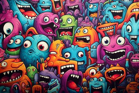 Monster Graffiti Characters Background Graphic by Forhadx5 · Creative ...