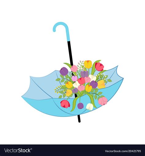 Spring Flowers In Umbrella Royalty Free Vector Image