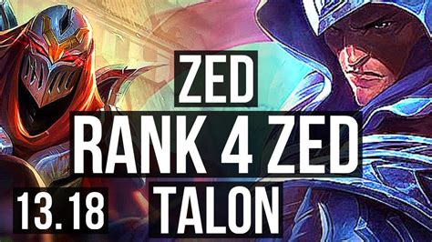 ZED Vs TALON MID 4 1M Mastery Rank 4 Zed 8 Solo Kills 800 Games