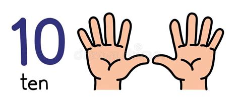 10. Kid`s Hand Showing the Number Ten Hand Sign. Stock Vector ...