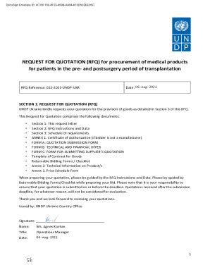 Fillable Online Procurement Notices Undp REQUEST FOR QUOTATION RFQ