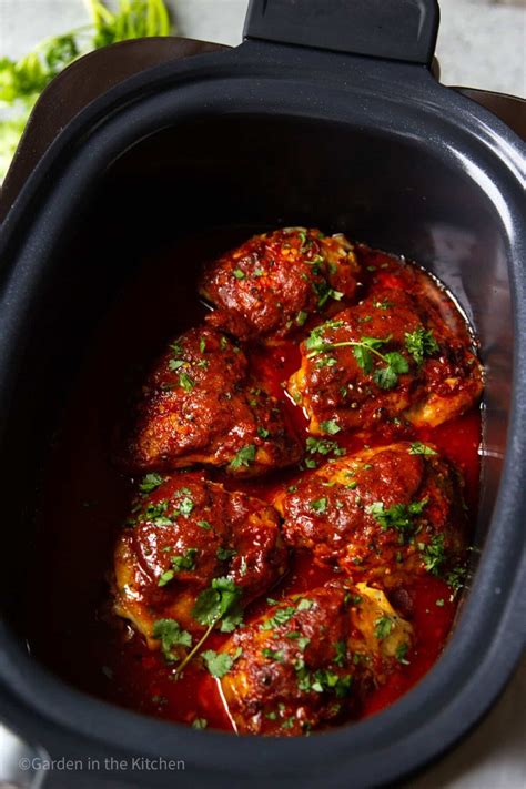 Slow Cooker Bbq Chicken Thighs Garden In The Kitchen