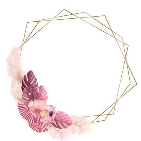 Golden Floral Border Png Picture Pink Dry Flower Border Wedding Floral