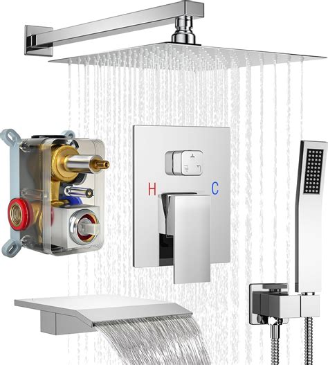 ShiureBath Shower System with Tub Spout, Wall Mounted Shower Faucet Set