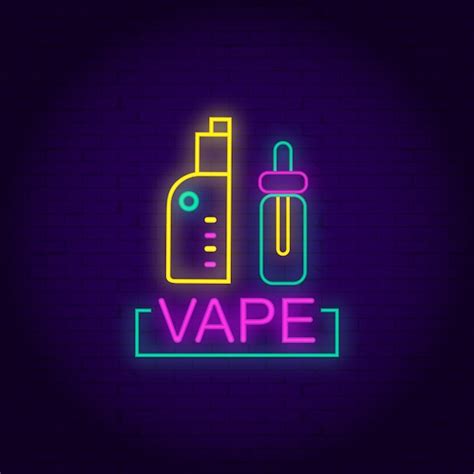 Premium Vector Vape Shop Logo Neon Vector Rainbow Eliquids Concept