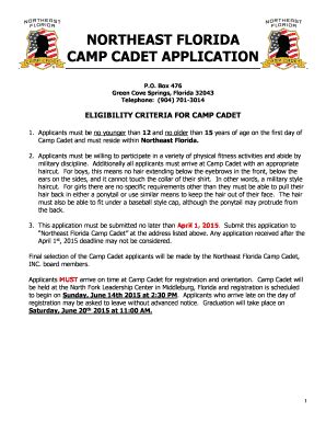 Fillable Online Camp Cadet Application Fax Email Print Pdffiller