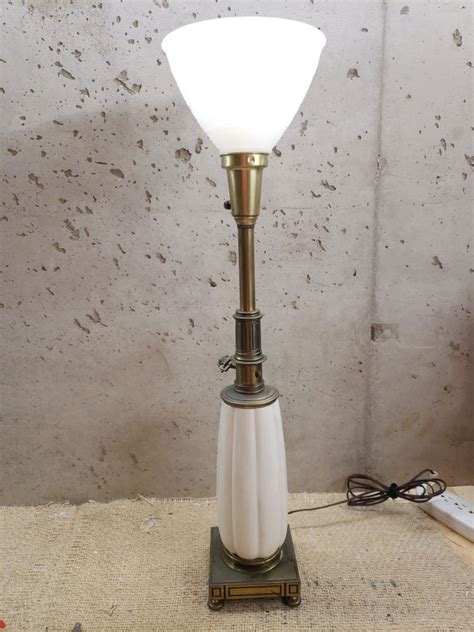 Stiffel Torchiere Table Lamp Hollywood Regency With Lenox Porcelain Vase Body Ebay Stained