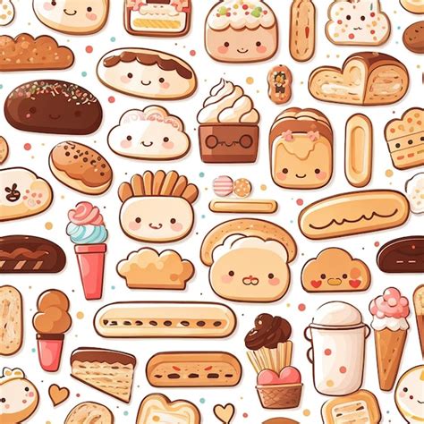 Premium Photo A Set Of Kawaii Bread Designs AI Generated