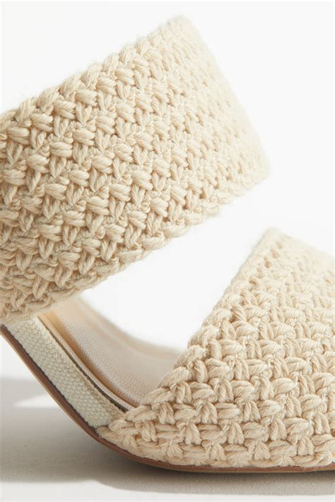 Braided Heeled Sandals Light Beige Ladies Handm Gb