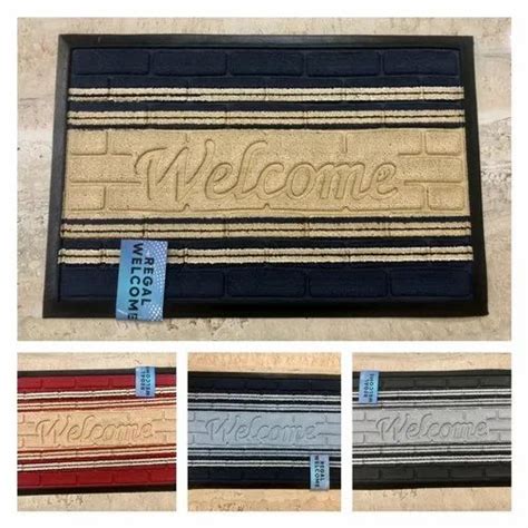 Striped Welcome PVC Plastic Door Mat Shape Rectangle Size 40 X 60