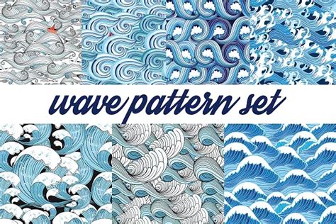 Sea Waves Seamless Patterns Set 1