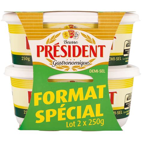 PRESIDENT Beurre Gastronomique Demi Sel 2x250g 500g Pas Cher Auchan Fr