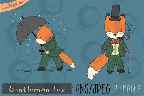 Gentleman Fox | Clip art illustration | PNG/JPEG By JenDigitalArt ...