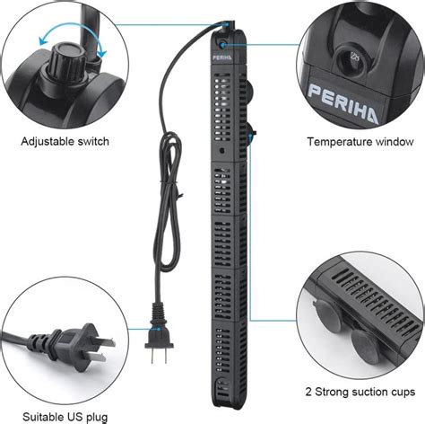 PERIHA Submersible Aquarium Heater 100W With Protective Sleeve