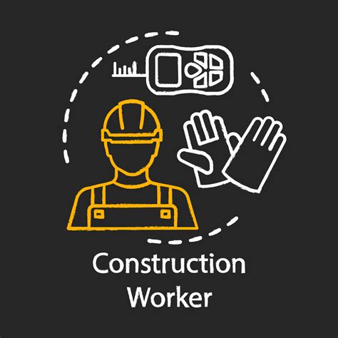 Construction Worker Chalk Icon Builder Laborer Repair Maintenance