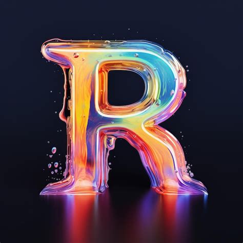 Premium Ai Image Futuristic Hologram Liquid Letter R Print Design