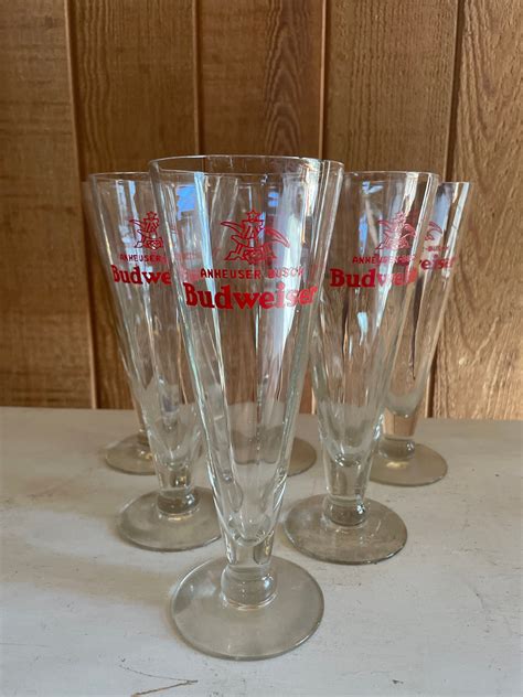 Vintage Budweiser Fluted Pilsner Glasses Etsy