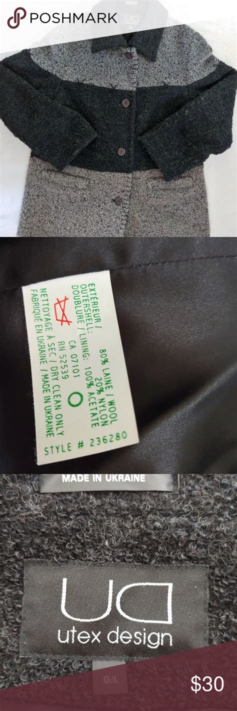 Gray And Black Utex Design Boiled Wool Jacket Lrg