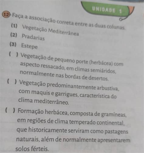 Fa A A Associa O Correta Entre As Duas Colunas Vegeta O