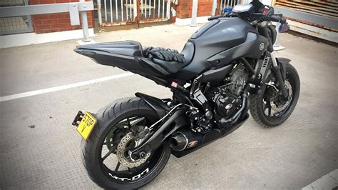 Blacked Out Mt07fz07 Walkaround Mods Yoshimura Exhaust Drag Bar