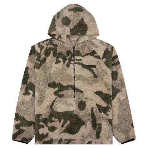 Essentials Polar Fleece Half Zip Hoodie Camo Feature