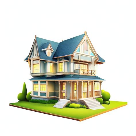 Premium AI Image | A beautiful colored villa with a white background