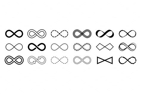 Infinity flat symbol vector set n | Vector Graphics ~ Creative Market