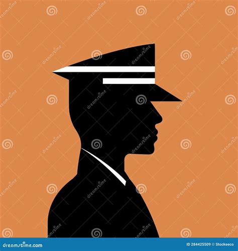 Minimalist Police Officer Silhouette Illustration On Orange Background