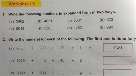 Dav Class 3 Unit 1 Worksheet 5 ।। Math Class 3 Chapter 1 Worksheet 5