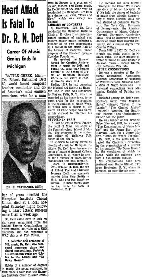 Dr Robert Nathaniel Dett 1882 1943 Find A Grave Memorial