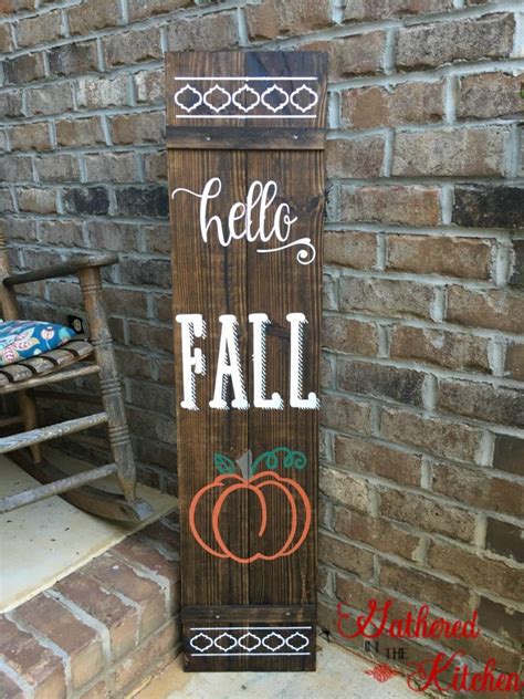 Diy Wooden Fall Front Porch Sign Gathered In The Kitchen