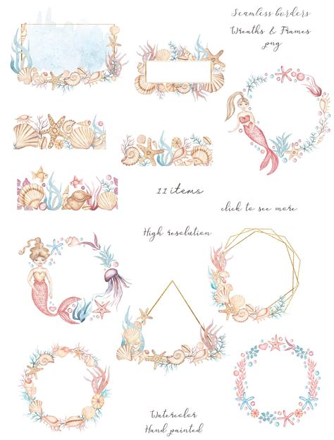 Watercolor Mermaid Collection Design Cuts