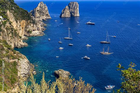 italy capri island faraglioni rock formation   gardens