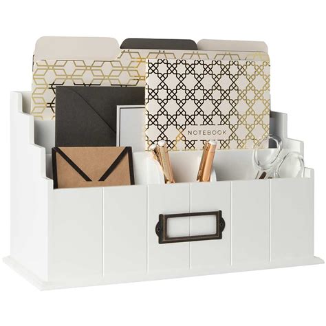 Blu Monaco White Wooden Mail Organizer 3 Tier With Label Holder