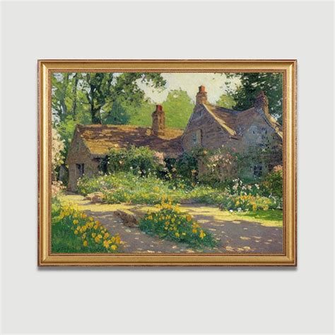 Cotswold Cottage Oil Painting Impressionist Country Garden Landscape