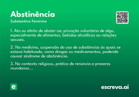 Significado Da Palavra Abstinência - Abstinência - Significado e Sinônimo - escreva.ai