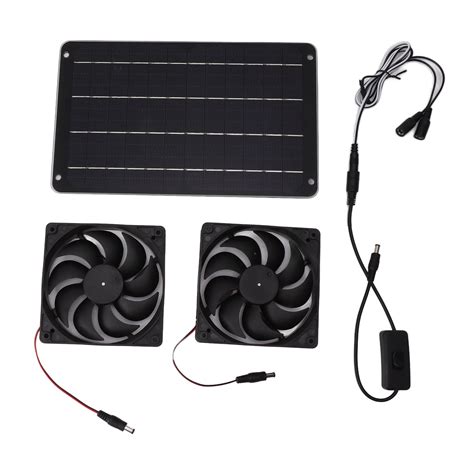 20w Solar Powered Dual Fan 12v Efficient Energy Saving Solar Panel Fan Kit With Switch For Rv