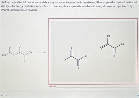 Solved Oxaloacetic Acid Or 2 Ketosuccinic Acid Is A Very