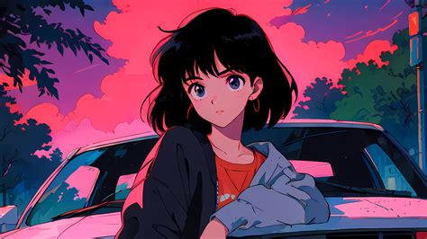 Vaporwave Anime Girl Sunset Aesthetic By Meldestef