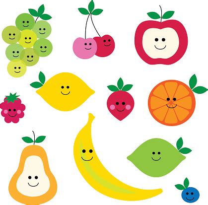 Fruit With Faces Stock Illustration - Download Image Now - Autumn ...