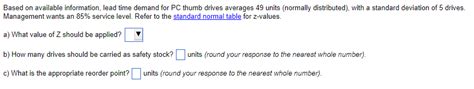 Solved Based On Available Information Lead Time Demand For Chegg