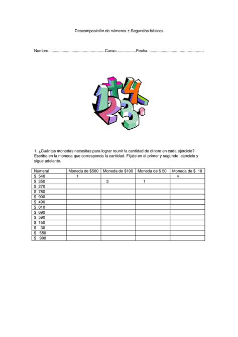 Doc Guia De Trabajo Composicion Y Descomposicion De Numeros