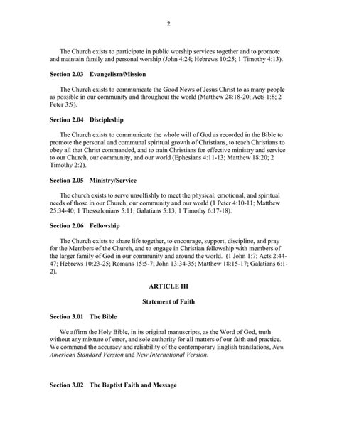 Constitution Bylaws Of Sample Baptist Church In Word And Pdf Formats Page 2 Of 19