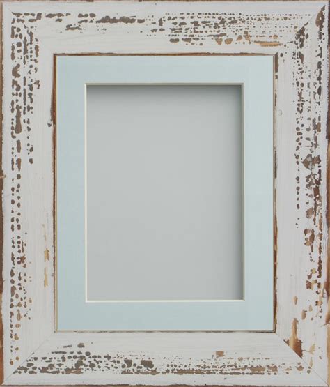 Shoreditch Distressed White A4 11 75x8 25 Frame With Light Blue Mount