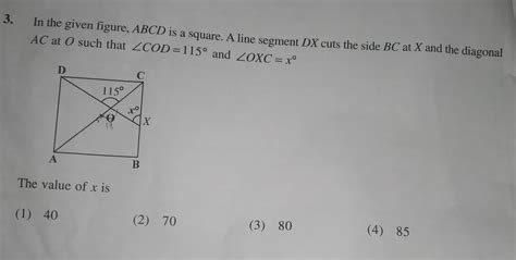 In The Given Figure Abcd Is A Square A Line Segment Dx Cuts The Side