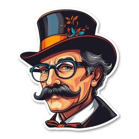 Premium Photo Man Wearing Top Hat And Glasses Sticker