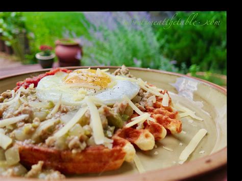 Green Chile Turkey Gravy On Cornmeal Cheddar Waffles With A Fried Egg More Time At The Table